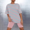 thumbnail image 1 of Ensembles de Pyjama pour Femmes, Ensemble de Pyjama pour Femmes à Manches Courtes Unies avec Haut à Laitue et Short, Cadeaux pour Femmes, P, 1 of 5