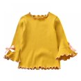 thumbnail image 1 of EIMELI Kids Baby Girl Basic Tshirts Cotton Ruffle Long Sleeve Crew Neck Tee Shirt Top Undershirt, 1 of 3