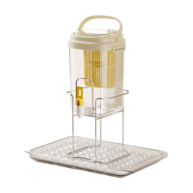 SIYTUAU Beige 2 Liter Refrigerator Cold Water Bottle With Faucet Large Capacity 2000Ml Plastic Fruit Tea Pitcher With Stand