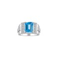 thumbnail image 1 of RYLOS Men's Rings Sterling Silver Designer Style 10X8MM Emerald Cut Shape Gemstone &  Diamonds Blue Topaz December Birthstone Rings For Men Size 8, 1 of 4