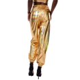 thumbnail image 2 of Pantalons de Jogging Réfléchissants Taille Haute Métalliques Extensibles pour Femmes, 2 of 6