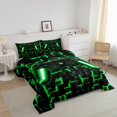 thumbnail image 3 of YST Gaming Comforter Set for Boys, Gamer Bedding Full, Black Reversible, Green, Grid Printed, 3 of 7