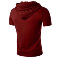 thumbnail image 3 of T-Shirt à Capuche à Cordon de Serrage Mode Décontractée pour Hommes Manches Courtes (Rouge, 2TG), 3 of 3