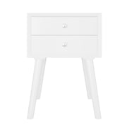 Patiojoy Wooden Nightstand with 2 Storage Drawers Accent End Side Table for Bedroom&Living room White