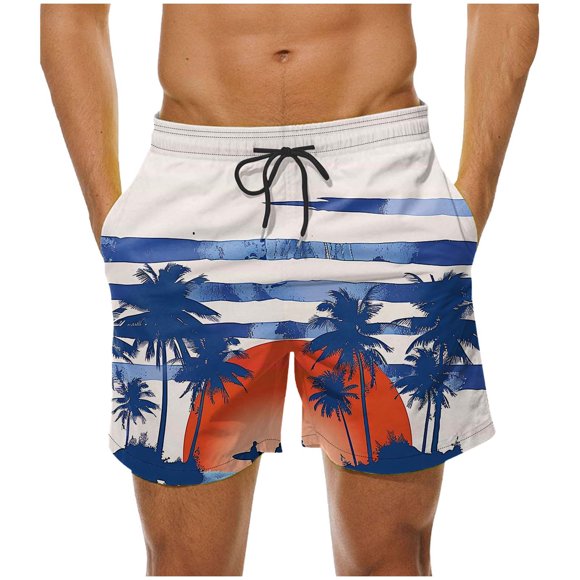 Styesk Mens Shorts Men's Special Print Drawstring Waistband Beach Casual Pocket Trouser Shorts Pants