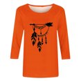 thumbnail image 4 of Dadaria Matters Tee pour Femmes Chemise Orange Manches 3/4 T-Shirt Col Rond Hauts Attrape-Rêves d'Été Blouses 2TG, 4 of 4