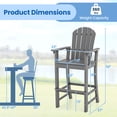 thumbnail image 3 of Gymax Set of 2 Patio HDPE Bar Height Stool All Weather Chair Armrest Footrest Grey, 3 of 10