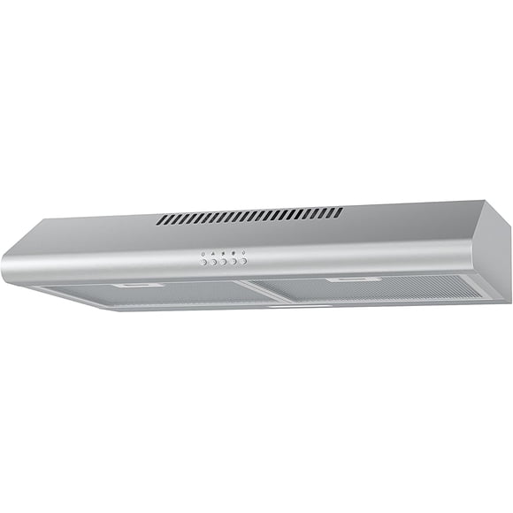 Midea 30-Inch Under-Cabinet Range Hood, Ducted or Ductless, 3-Speed Fan, 2 LED Lights, Reusable Filter, Stainless Steel