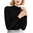 thumbnail image 1 of FAIWAD Women's Basic Long Sleeve Undershirts Tops Round Neck Slim Stretch Tight Pullovers Tops, 1 of 4