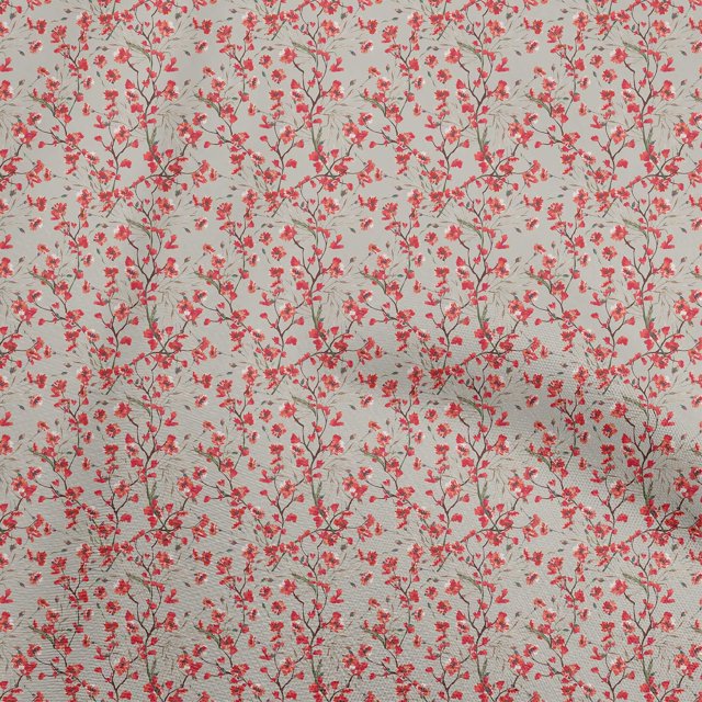 oneOone Velvet Red Fabric Floral Sewing Material Print Fabric By The Yard 58 Inch Wide