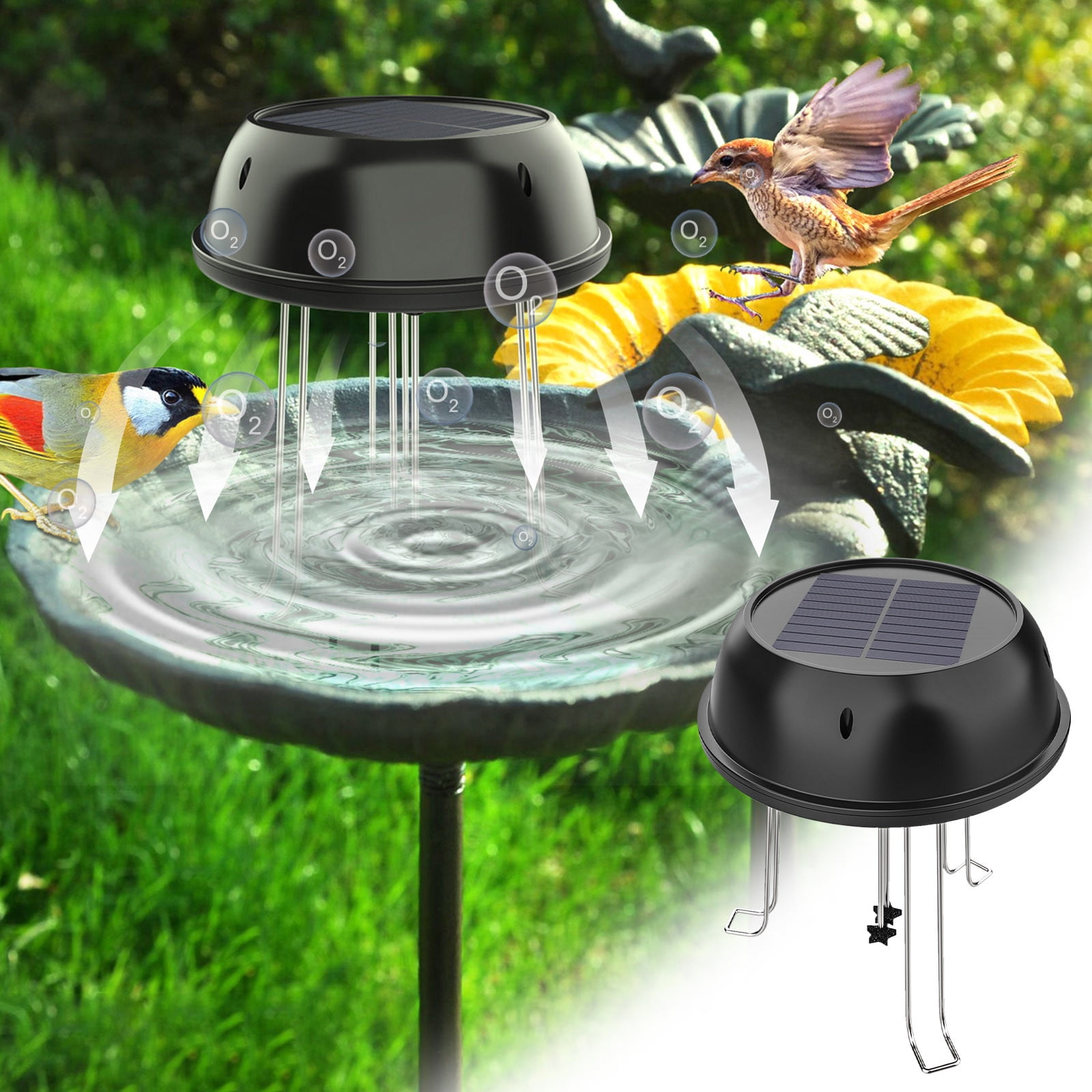 Solar Fountain Pump – Bird Bath Bubbler With Sunflower Design, 3-Layer Water Flow, 7.09" X 6.5", 4W/2W Panels, 9 Nozzles, Direct Sunlight Powered For Backyard Ponds & Gardens