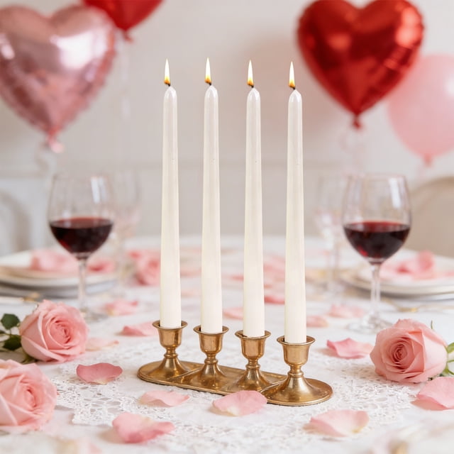 Electroplated Taper Candles for Dining Table Decor, Romantic Wedding Party Centerpiece, Long Dripless Candlesticks, Decorative Wax Candles for Home Decor, Anniversary Valentine's Day Dinner ting