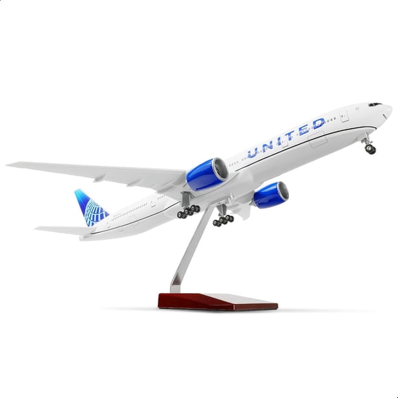 NUOTIE 1/150 Boeing 777-300ER United 18.5 inchs Large Model Diecast Airplane Model Kits with Stand Airlines Models Display Collectible for Aviation Enthusiast Gift
