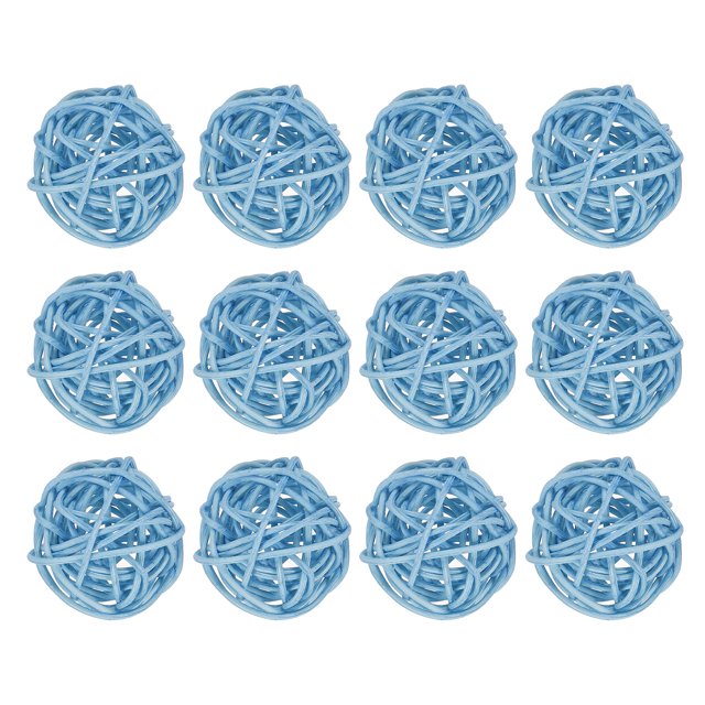 Unique Bargains 12 Pcs Wicker Rattan Balls Decorative Balls 1.2Inch for Vase Fillers ,Wedding ,Party ,Light Blue
