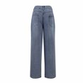 thumbnail image 4 of Women's Casual Solid Color Button-Front Jeans with Zipper Pockets for Everyday Wear, 4 of 8