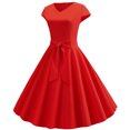thumbnail image 2 of EGNMCR Robes d'Été Femmes Tendance 2024 Femmes Vintage Manches Courtes 50s Ménagère Décontractée Soirée Fête Bal Robe, 2 of 9