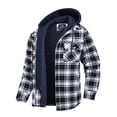 thumbnail image 1 of MAWCLOS Men's Flannel Hooded Coat Winter Plaid Jackets Black White S, 1 of 7