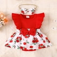 thumbnail image 2 of Barboteuse-robe à Manches Volantées à Fleurs pour Bébé Fille + Bandeau à Nœud, 2 of 9