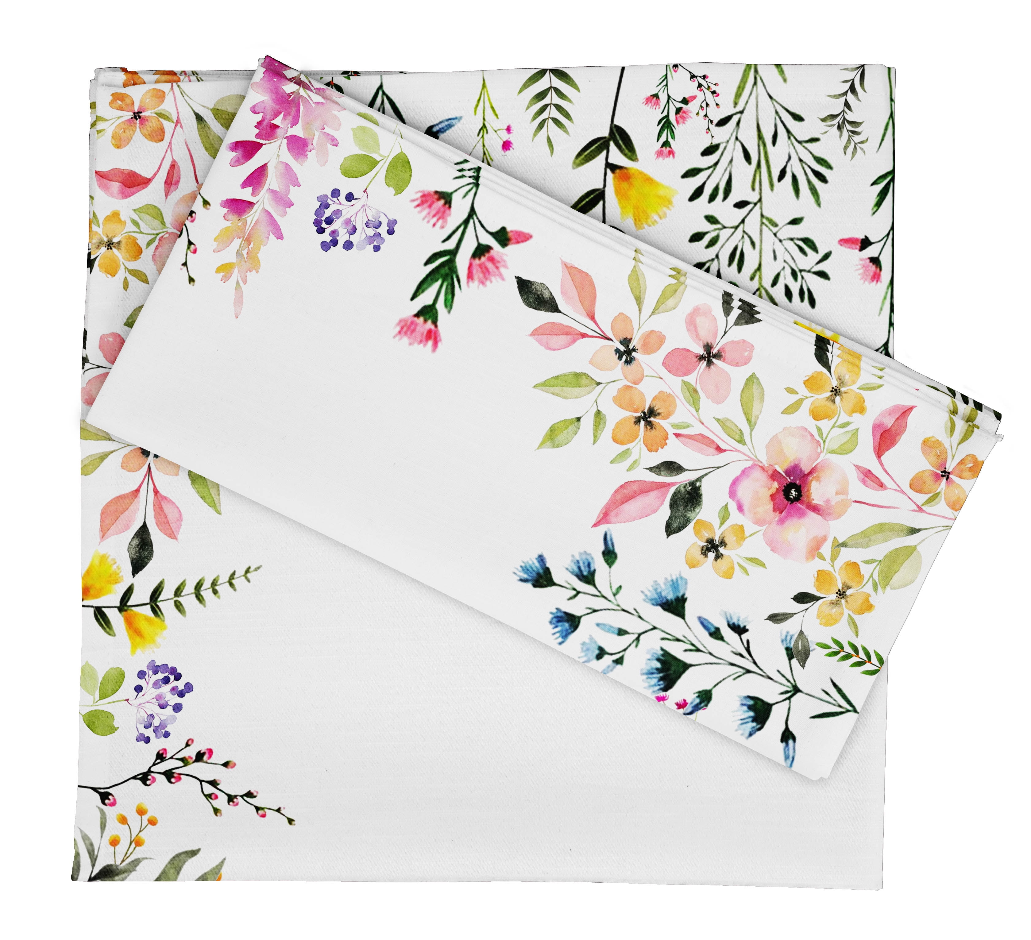 Vargottam Collection de Luxe Linge de Table Décor Serviette en Coton Tissu Imprimé Serviettes Réutilisables Ensemble de 4, 20 X 20 - Fleurs de Printemps