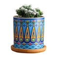 thumbnail image 1 of Plant Pot Cylindrical Flowerpot 7.5x7.6cm Geometric Pattern Simple Black White Nordic Style Home Decor Ceramic Vase, 1 of 3