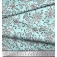 thumbnail image 2 of Soimoi Modal Satin Fabric Leaves & Floral Block Print Fabric by The Yard 42 Inch Wide, 2 of 3