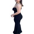 thumbnail image 2 of QJUHUNG Femmes Couleur Unie Robe Longue Sexy Bodycon Extensible Maxi Dame Printemps Automne Été Robe Spaghetti Sangle, 2 of 8