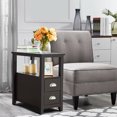 thumbnail image 2 of Gymax End Table Space-Saving Rectangular Bedside Table W/ 2 Drawers & Shelf Espress, 2 of 10