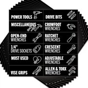 Toolbox Organizer Magnetic Labels, 80-Piece Tool Chest Drawer Stickers with Icons, Strong Magnets for Steel Storage & Decoration, Universal Size