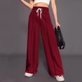 thumbnail image 2 of Timegard Wide Leg Pants for Women Elastic High Waist Running Trousers Fall Solid Color Joggers Pants, 2 of 4