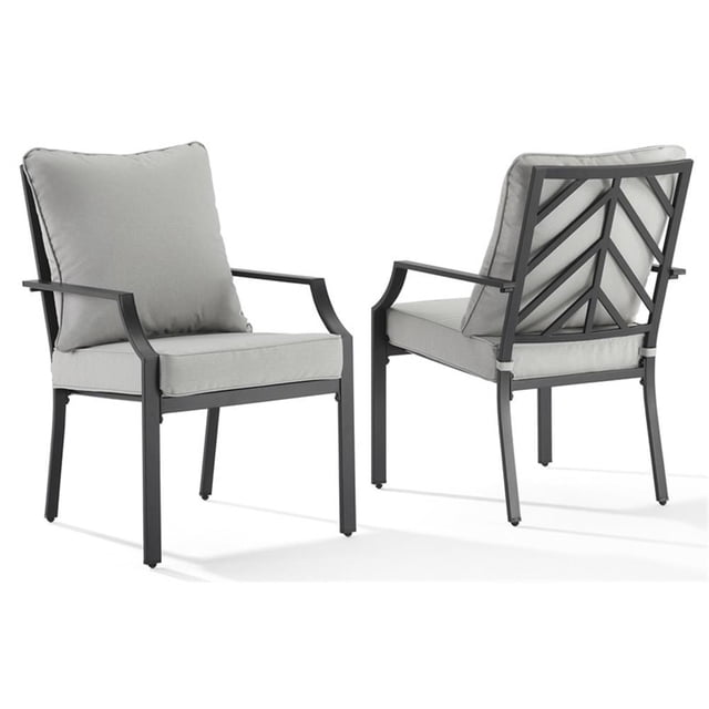 Pemberly Row Chaise de Salle à Manger Extérieure en Métal de 19 Pouces Gris/noir (Ensemble de 2)