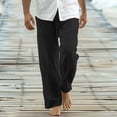 thumbnail image 2 of WRKEKC Casual Pants for Men Relaxed Fit Straight Leg Beach Pants with Drawstring and Pockets Solid Color for Summer Wear, 2 of 6