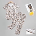 thumbnail image 2 of 2025 Ensemble de Pyjama pour Femmes Court P Ensemble de Pyjama en Satin Haut à Manches Pantalon Capri Robes de Pyjama pour Femmes Tenue de Nuit, 2 of 6
