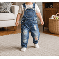 thumbnail image 4 of KIDSCOOL SPACE Salopette en Jean Déchirée Mignonne pour Bébé Garçon Fille, 18-24 Mois, 4 of 9
