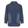 thumbnail image 4 of TSSOE Veste en Denim pour Femme Décontractée à Boutons Fermée Manches 3/4 Veste en Jean Manteaux Trucker Automne Printemps Bleu Foncé 4TG, 4 of 8