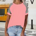 thumbnail image 2 of Plebaso T-Shirts pour Femmes à Manches Courtes à Blocs de Couleur Décontractés à Col Rond T-Shirts Amples Blouses d'Été Hauts, 2 of 7