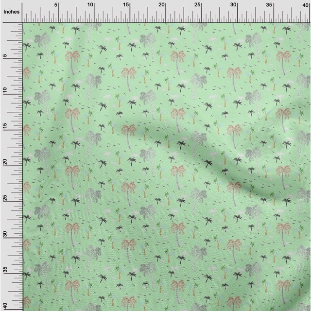 oneOone Viscose Jersey Fabric Bird & Palm Tree Print Sewing Fabric BTY 60 Inch Wide
