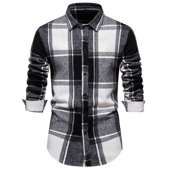 DDAPJ pyju Mens Slim Fit Plaid Shirts Clearance Sales,Wrinkle-Free Long Sleeve Dress Shirt Slim Fit Casual Button Down Flannel Shirts Western Cowboy Checkered Work Shirt
