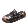 thumbnail image 5 of Chaussons pour Femmes Grande Taille Fleur Ajourée à Enfiler Bout Fermé Plateforme Compensée Style Ethnique Rétro Boho Vintage Imprimé Patchwork Tresses Imitation Sabots Chaussures Gris, 5 of 5