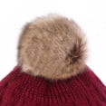 thumbnail image 3 of Bonnet Tricoté pour Femmes Bonnet d'Hiver Chaud en Laine Crochet avec Pompon, 3 of 4