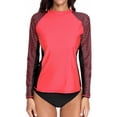 thumbnail image 1 of Charmo Womens Long Sleeve Rash Guard Striped Swim Shirts Sun Protection UPF 50+, 1 of 6