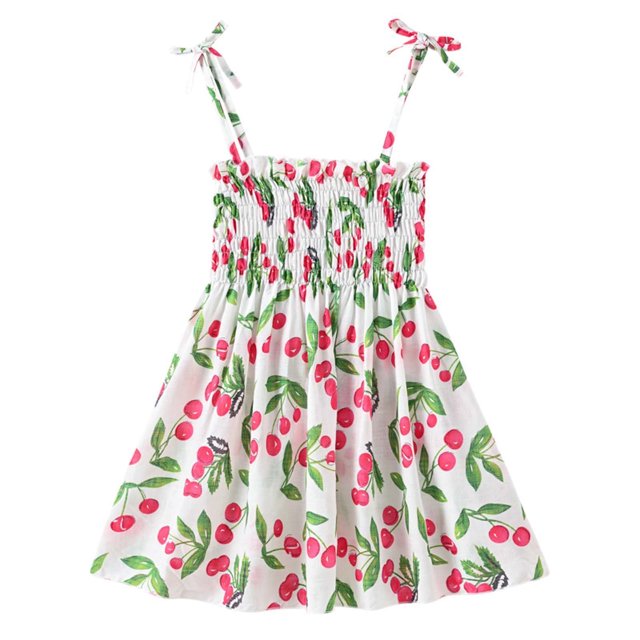 XZNGL Robe d'Été pour Filles Été Tout-Petits Bébés Filles Robe Sans Manches à Bretelles Imprimé Graphique Vêtements pour Enfants