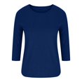 thumbnail image 4 of UPPADA 3/4 Shirts Chandails à Manches pour Femmes Mode Tendance Hauts Décontractés Col Rond Chandail Ample Confortable Doux Blouses Grande Taille Coupe Ample T - Décontractés Vêtements au Coude Hauts à Manches 3/4 pour Femmes Aubaines, 4 of 6