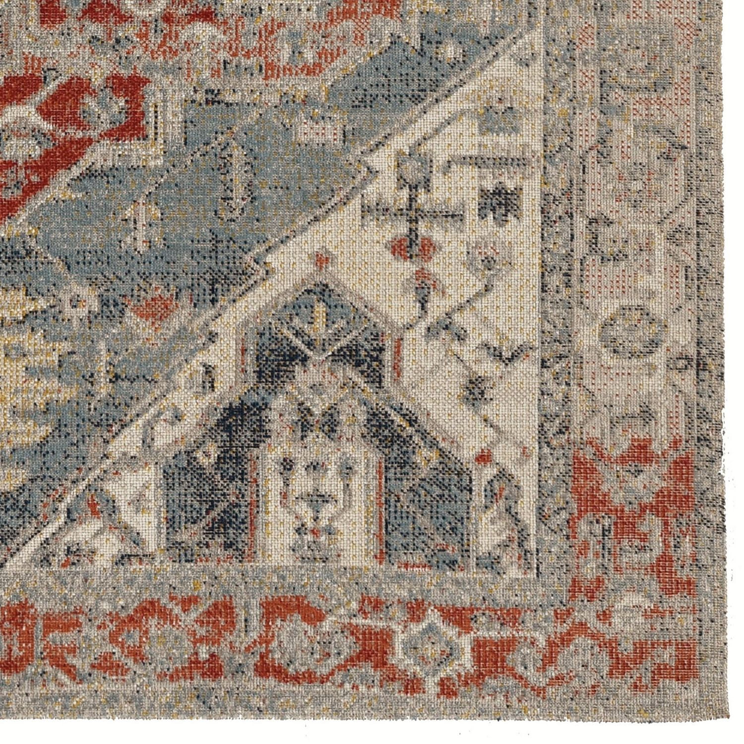 Tapis Grand Zéro Anlow ivoire & bleu de 5 pi x 7 pi 6 po
