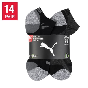 Puma Chaussettes Athlétiques pour Hommes Repreve, 14 Paires, Noir
