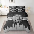 thumbnail image 2 of YST Sports Theme Bedding Set, 7-Piece, Basketball, Twin, Black Grey, Comforter Set, 2 of 4