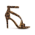 thumbnail image 3 of BLISSFUL STEP Women Zipper Ankle Strap Stiletto Heel Sandals Leopard 10, 3 of 8
