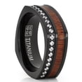 thumbnail image 1 of Men's Square Black Titanium Wedding Band Ring Cubic Zirconia Wood Inlay 8mm 11.5, 1 of 3