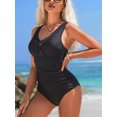 thumbnail image 5 of Charmo Black V Neck One Piece Swimsuit for Womens Ruched Bath Suit, 5 of 5