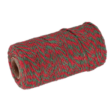 Unique Bargains Ficelle d'Emballage Ficelle en Coton 100 m Corde Rouge et Verte pour Emballage Cadeau Ficelle