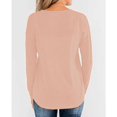 thumbnail image 4 of Timegard Womens Tops Notched V-Neck Button Long Sleeve Solid Color Comfy Fall Casual Loose Tee Tops, 4 of 4
